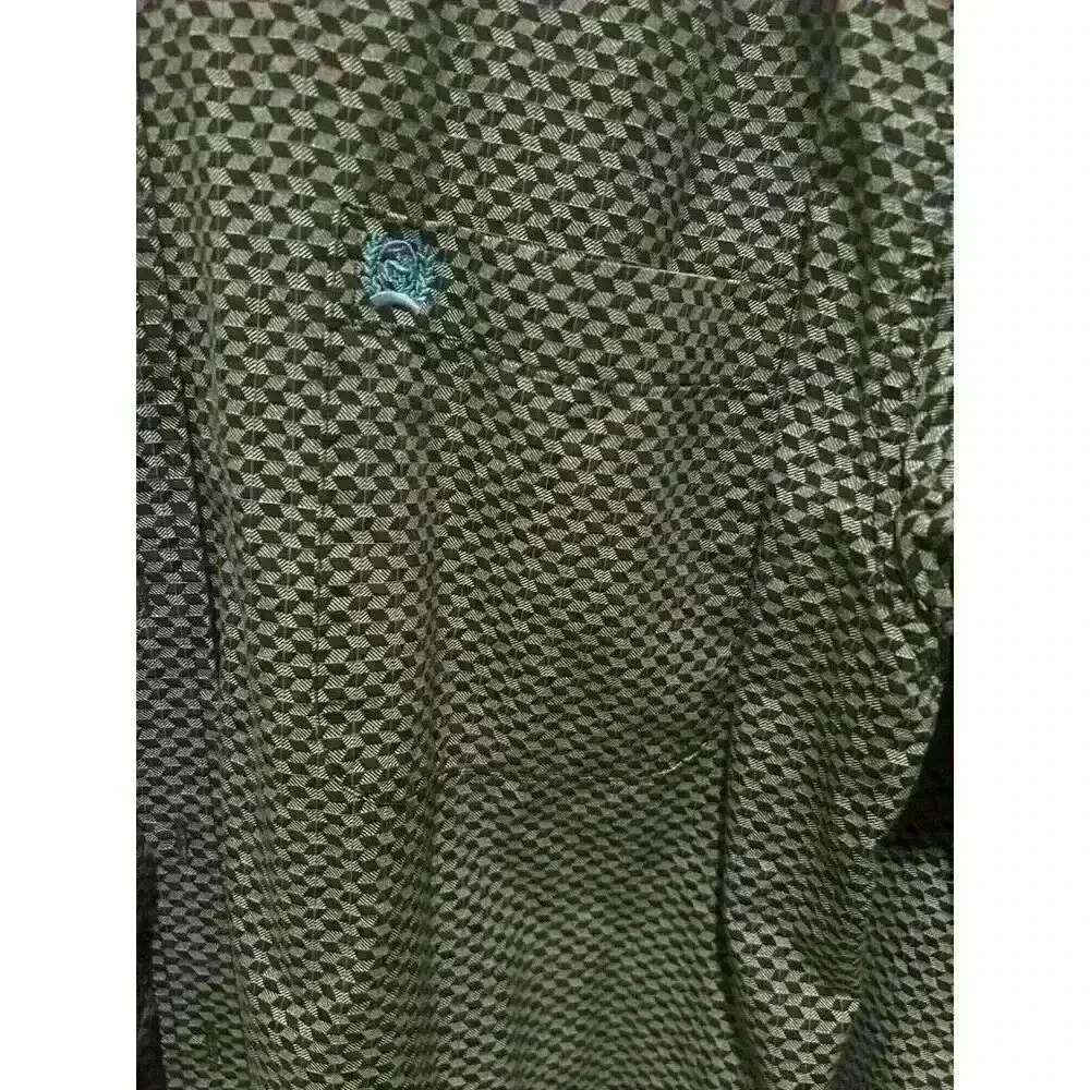 Cinch Blue Print Button Down Shirt Mens Sz M Western Cowboy Rodeo - Picture 5 of 6